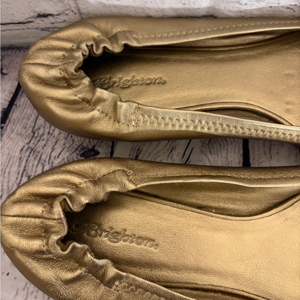 Brighton Gold Ballet Flats with silver Heart Size 10 - Picture 6 of 6